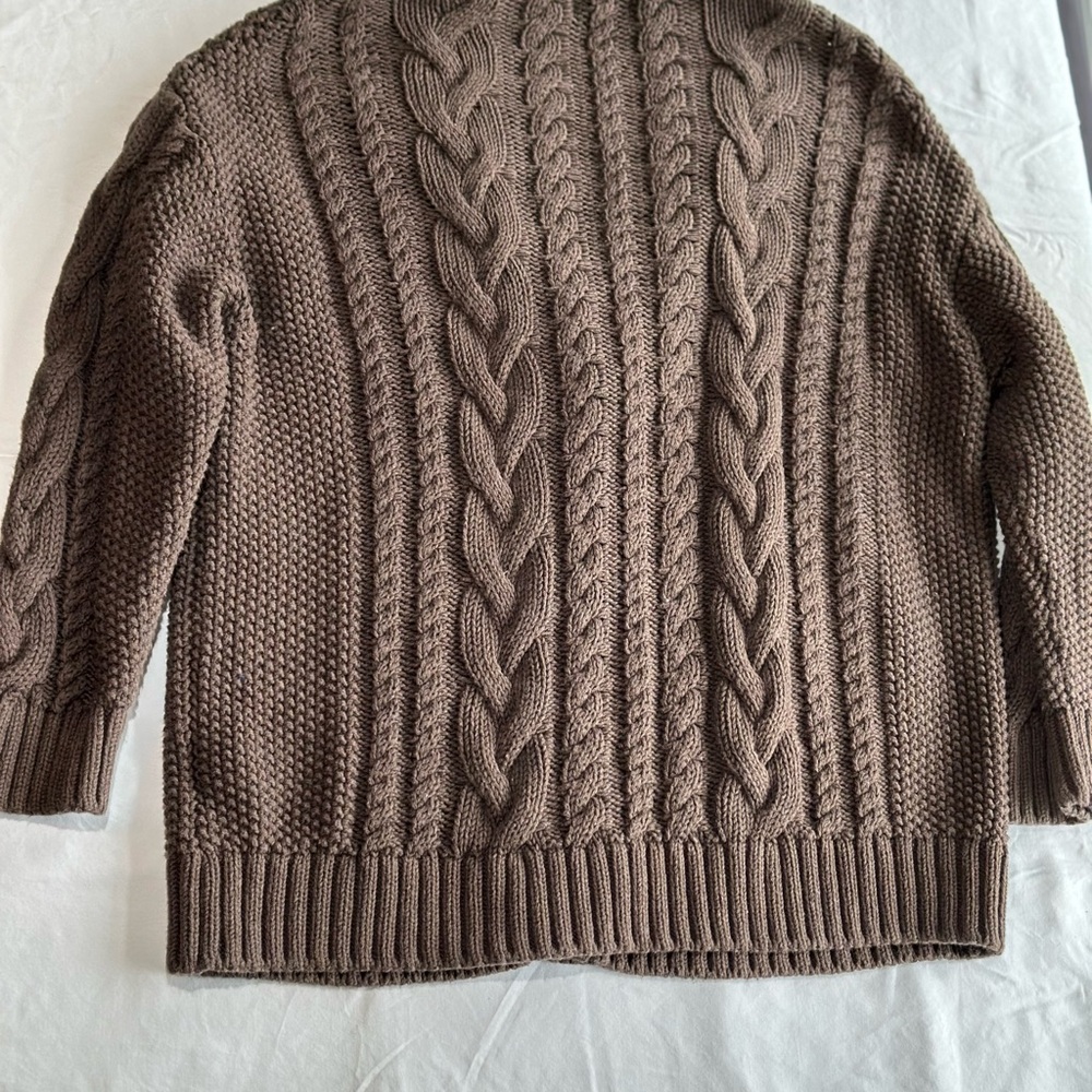 Quince Cable Knit Cardigan - Brown - Picture 4 of 4
